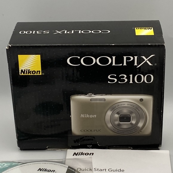 Nikon COOLPIX S3100 14.0MP Digital‎ Camera Silver Battery Charger AV  & Manual - Picture 5 of 16